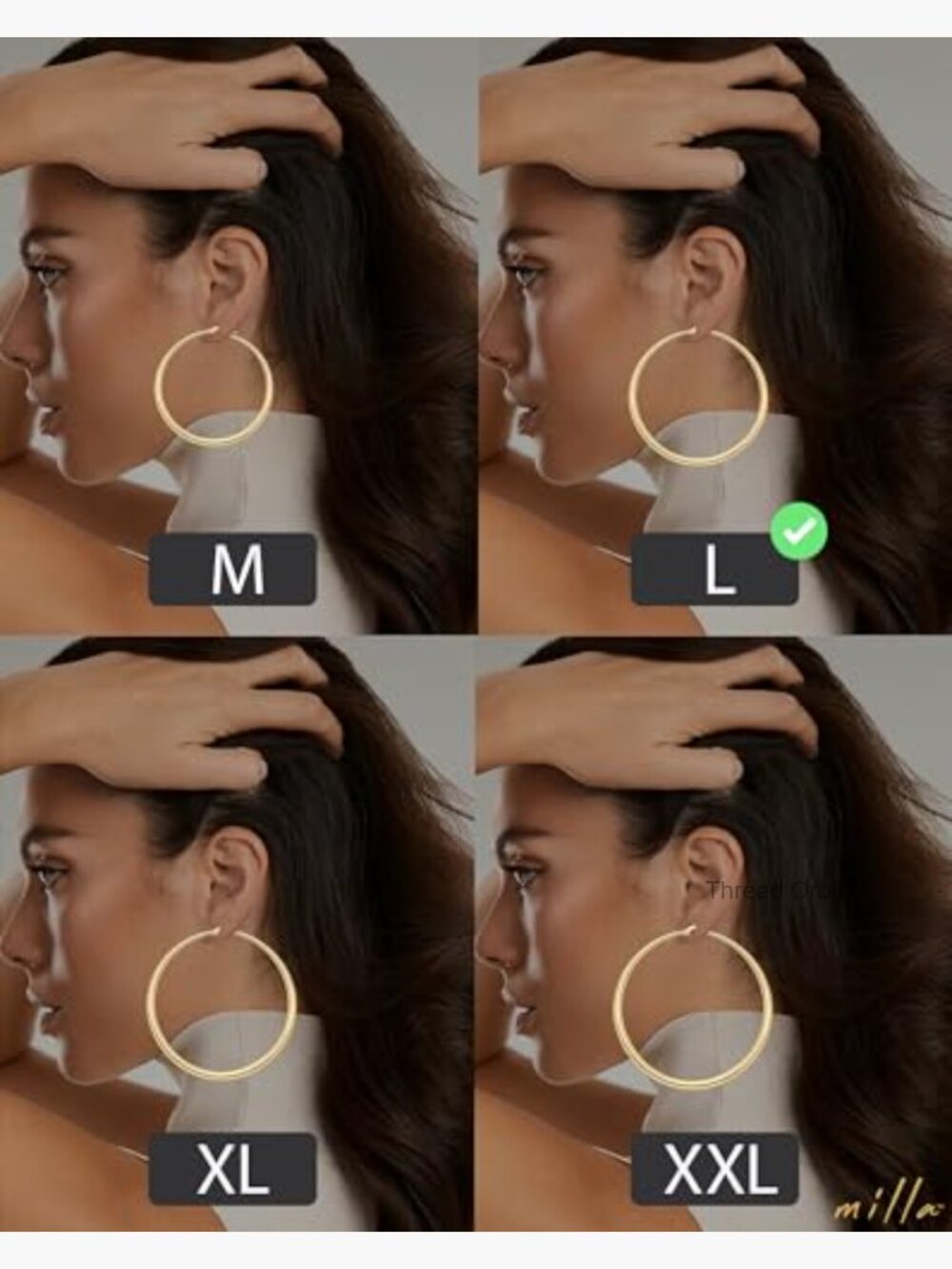 14K Gold Plated Hoop Earrings for Women Graduated Curvature Latch Back - Picture 4 of 7